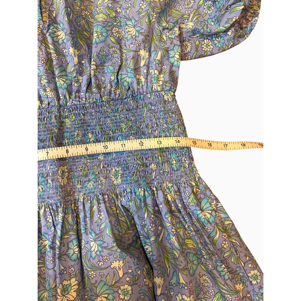 J.CREW Women's Provence Floral Dress MEDIUM Blue Smocked Waist Midi 100% Cotton - Picture 7 of 13